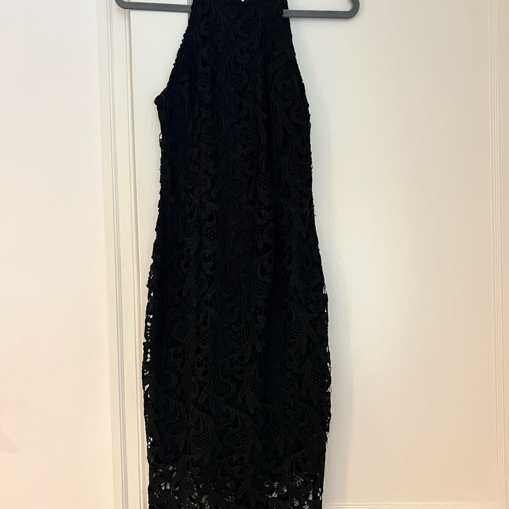 Guess Black Sheath Halter Midi Dress